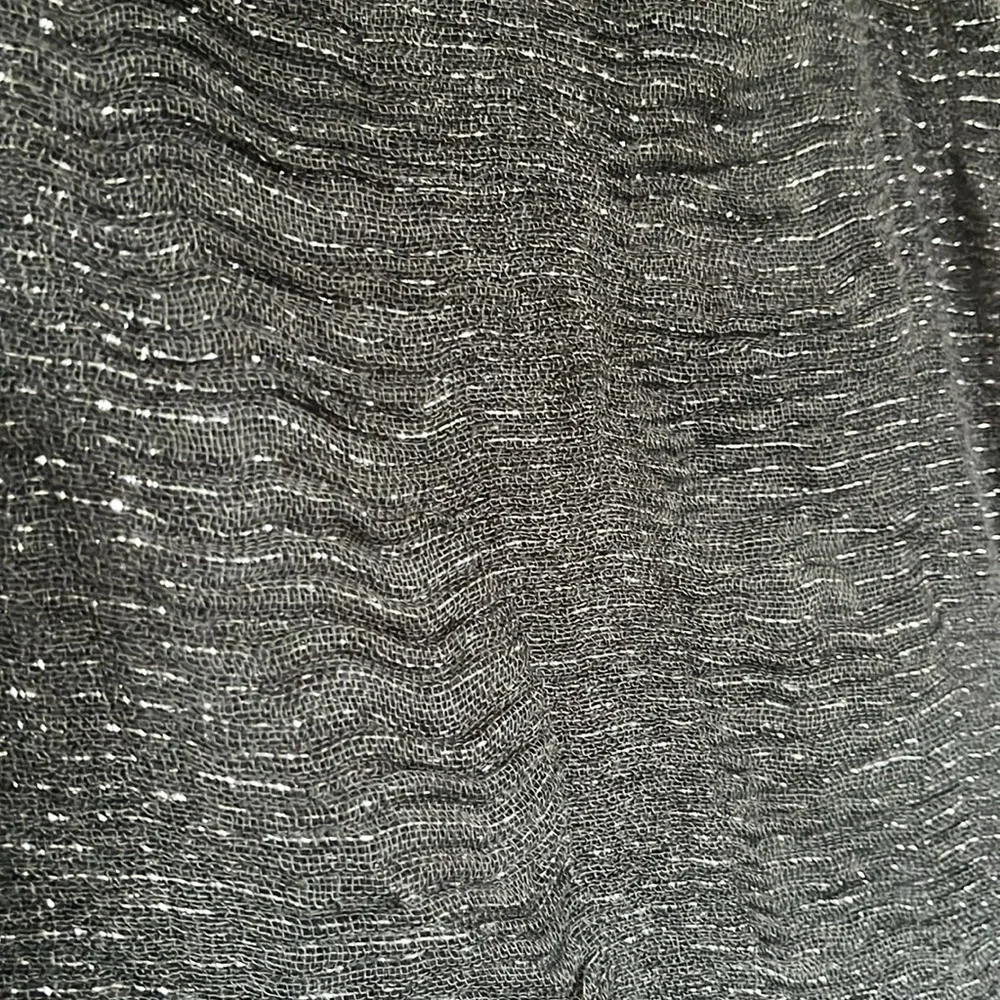 Long gray scarf or wrap with metallic thread woven in | 88x20